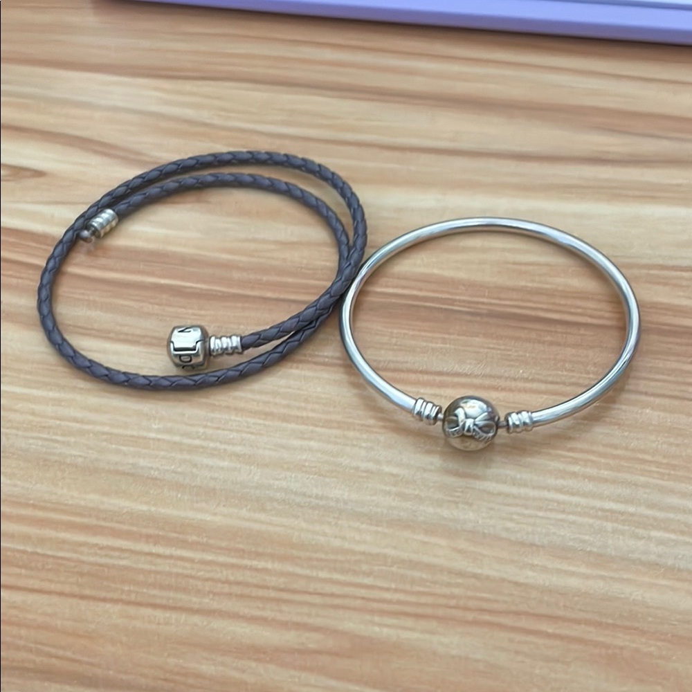Pandora Silver and Purple Charm Bracelet